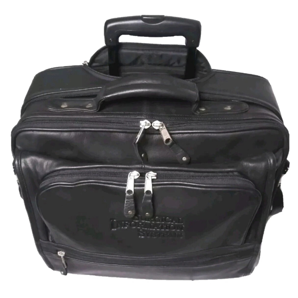 Canyon Outback Leather Rolling Laptop Briefcase Carry On~Surgical Info Sys. Logo